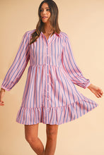 Load image into Gallery viewer, Pink Striped Shirt Dress