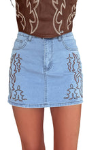 Load image into Gallery viewer, Embroidered Denim Skirt