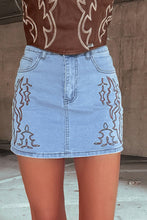 Load image into Gallery viewer, Embroidered Denim Skirt