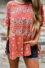 Load image into Gallery viewer, Red Paisley Long T Shirt