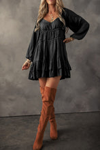 Load image into Gallery viewer, Loose Fit Tiered Ruffle Mini Dress