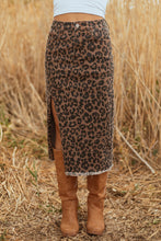 Load image into Gallery viewer, Brown Leopard Print Denim Skirt