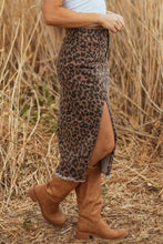 Load image into Gallery viewer, Brown Leopard Print Denim Skirt