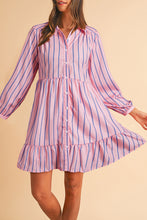 Load image into Gallery viewer, Pink Striped Shirt Dress