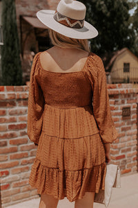Brown Long Sleeve Boho Dress