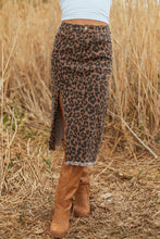 Load image into Gallery viewer, Brown Leopard Print Denim Skirt