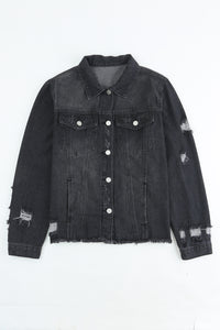Black Casual Distressed Jacket