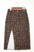Load image into Gallery viewer, Brown Leopard Print Denim Skirt