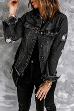 Load image into Gallery viewer, Black Casual Distressed Jacket