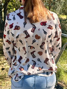 Boots & Cactus Print Shirt