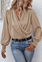Load image into Gallery viewer, Drape V Neck Long Sleeve Blouse