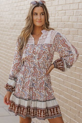 Paisley and White Lace Dress