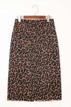 Load image into Gallery viewer, Brown Leopard Print Denim Skirt