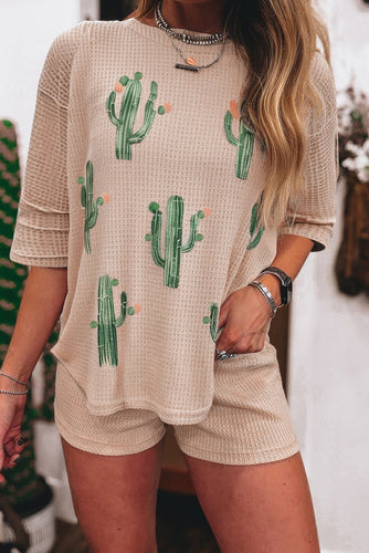 Beige Cactus Tee and Short Set - Authentic Country Fashion from Working Bull