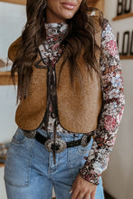 Load image into Gallery viewer, Beige Fleece Tie Front Vest - authentic country clothing from Working Bull