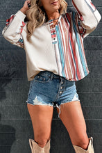 Load image into Gallery viewer, Beige Striped Waffle Knit Top - authentic country fashion from Working Bull