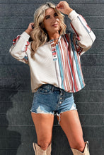 Load image into Gallery viewer, Beige Striped Waffle Knit Top - authentic country fashion from Working Bull
