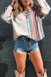 Beige Striped Waffle Knit Top - authentic country fashion from Working Bull