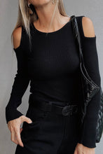 Load image into Gallery viewer, Black Ribbed Cutout Sweater - authentic country clothing from Working Bull