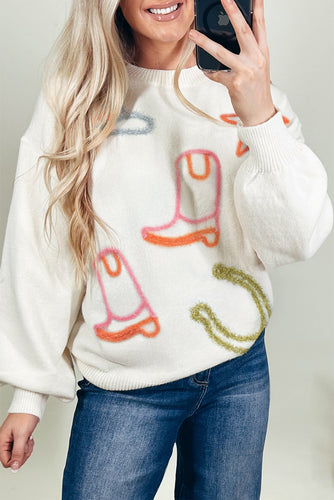 Boots, Horseshoe & Star Knit Sweater - authentic country fashion from Working Bull