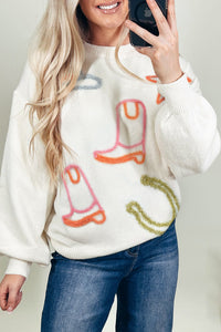Boots, Horseshoe & Star Knit Sweater - authentic country fashion from Working Bull