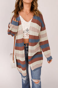 Dark Blue Block Stripped Cardigan - authentic country fashion from Working Bull