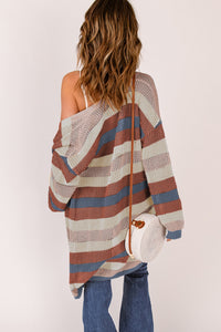 Dark Blue Block Stripped Cardigan - authentic country fashion from Working Bull