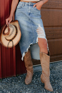 Distressed Denim Skirt - authentic country clothing from Working Bull
