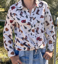 Load image into Gallery viewer, Boots &amp; Cactus Print Shirt