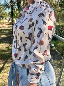 Boots & Cactus Print Shirt