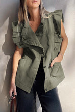 Load image into Gallery viewer, Green Ruffle Denim Vest - authentic country clothing from Working Bull