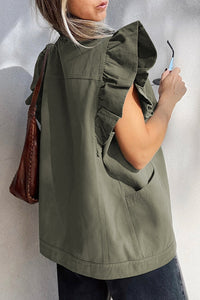 Green Ruffle Denim Vest - authentic country clothing from Working Bull