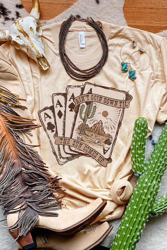 Khaki Western Poker T-Shirt - authentic country fashion from Working Bull