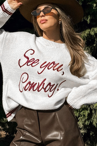 'SEE YOU COWBOY' Embroidered Sweater - authentic country fashion from Working Bull