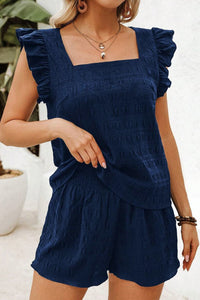 Textured Top and High Waist Shorts Set - Authentic Country Fashion from Working Bull