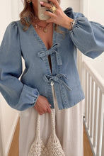 Load image into Gallery viewer, Tie Front Denim Top. - authentic country clothing from Working Bull
