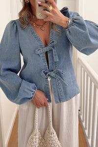 Tie Front Denim Top. - authentic country clothing from Working Bull