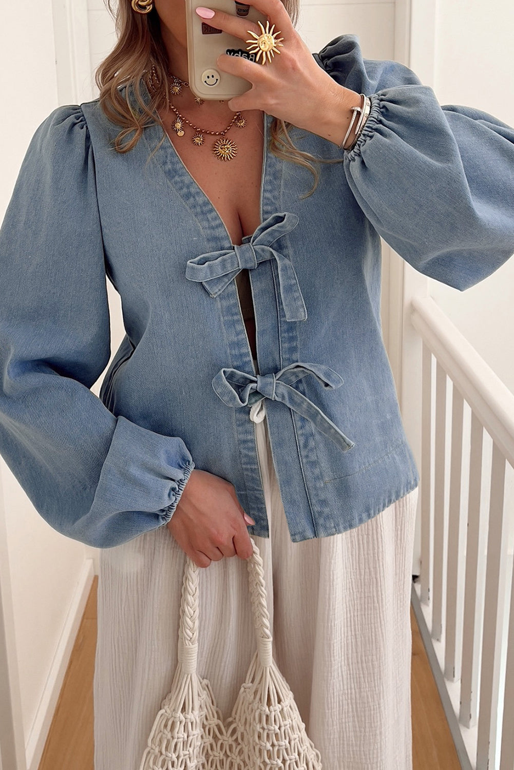 Tie Front Denim Top. - authentic country clothing from Working Bull