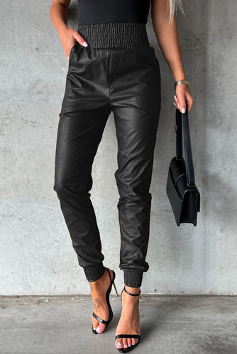 High Waist Leather Skinny Pants