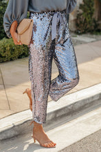 Load image into Gallery viewer, Silver Cropped Sequin Pants
