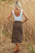 Load image into Gallery viewer, Brown Leopard Print Denim Skirt