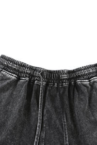 Black Acid Washed T Shirt & Drawstring Shorts Loungewear Set