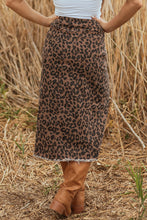 Load image into Gallery viewer, Brown Leopard Print Denim Skirt