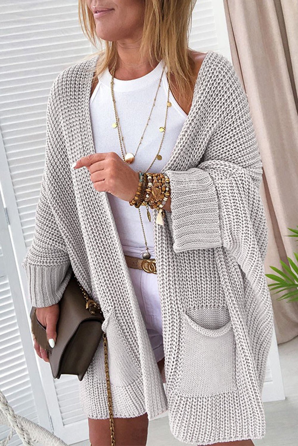 Batwing Oversized Cable Knit Cardigan