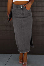 Load image into Gallery viewer, Black Raw Denim Skirt