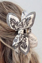 Load image into Gallery viewer, Black Paisley Floral Print Bow Knot Hair Clip - authentic country fashion from Working Bull