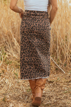 Load image into Gallery viewer, Brown Leopard Print Denim Skirt