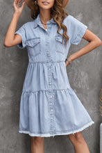 Load image into Gallery viewer, Button Up Denim Shirt Dress