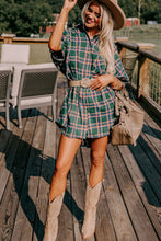 Load image into Gallery viewer, Green Plaid Oversized Tunic Dress