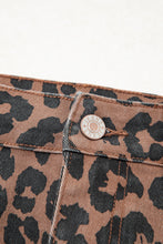 Load image into Gallery viewer, Brown Leopard Print Denim Skirt